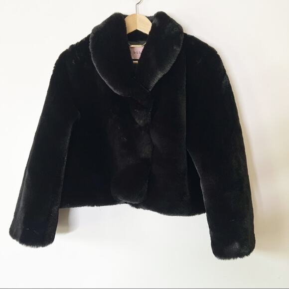 Bubish Cropped Faux Fur Jacket Black Size Large - Picture 10 of 10